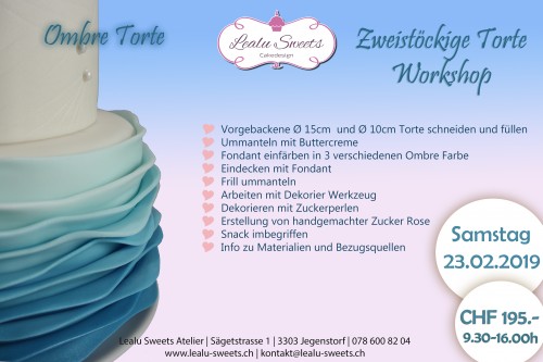2-stöckige Torte Workshop  Samstag, 23.02.2019 09:30-16:00