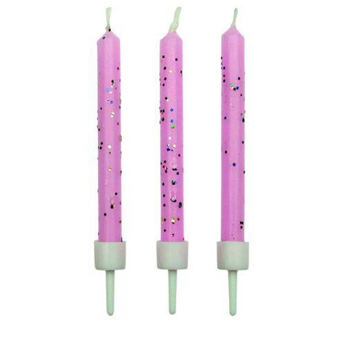 PME Candles Pink Glitter with Holders Pkg/10