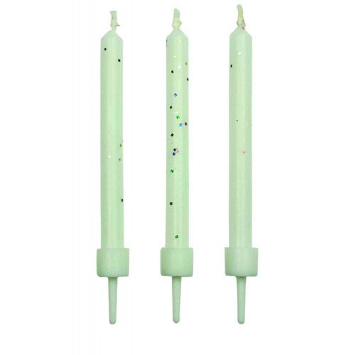 PME Candles White Glitter with Holders Pkg/10