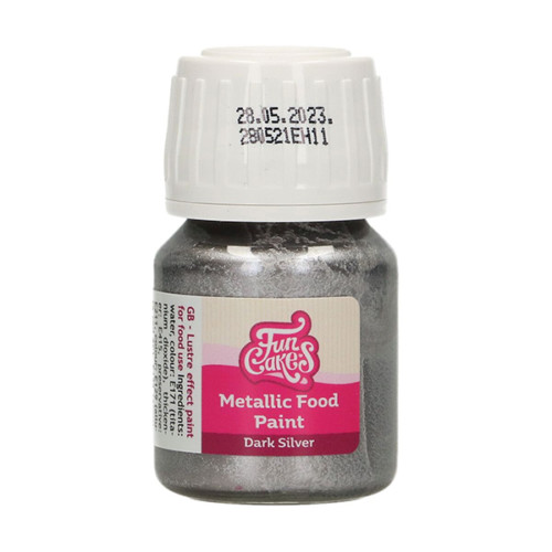 FunCakes - Metallic Food Paint Dark Silver 30 ml