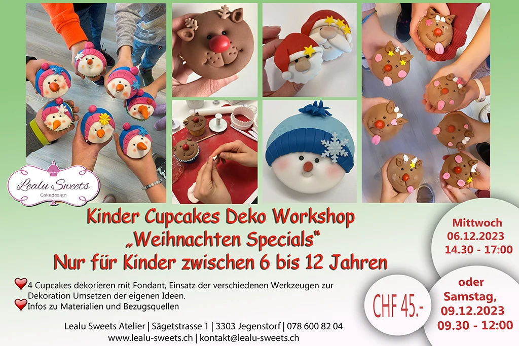 Kinder Cupcakes Deko Workshop „Weihnachten Specials“ – Samstag, 09.12.2023 09:30-12:00