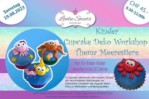 Kinder Cupcakes Deko Workshop „Thema Meerestiere“ – Samstag, 19.08.2023 09:30-12:00