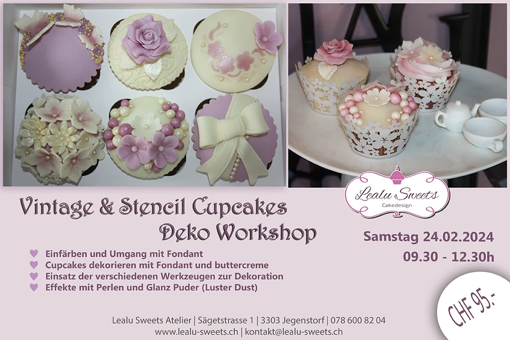 Vintage & Stencil Cupcakes Deko Workshop - Samstag, 25.02.2023 09:30-12:30