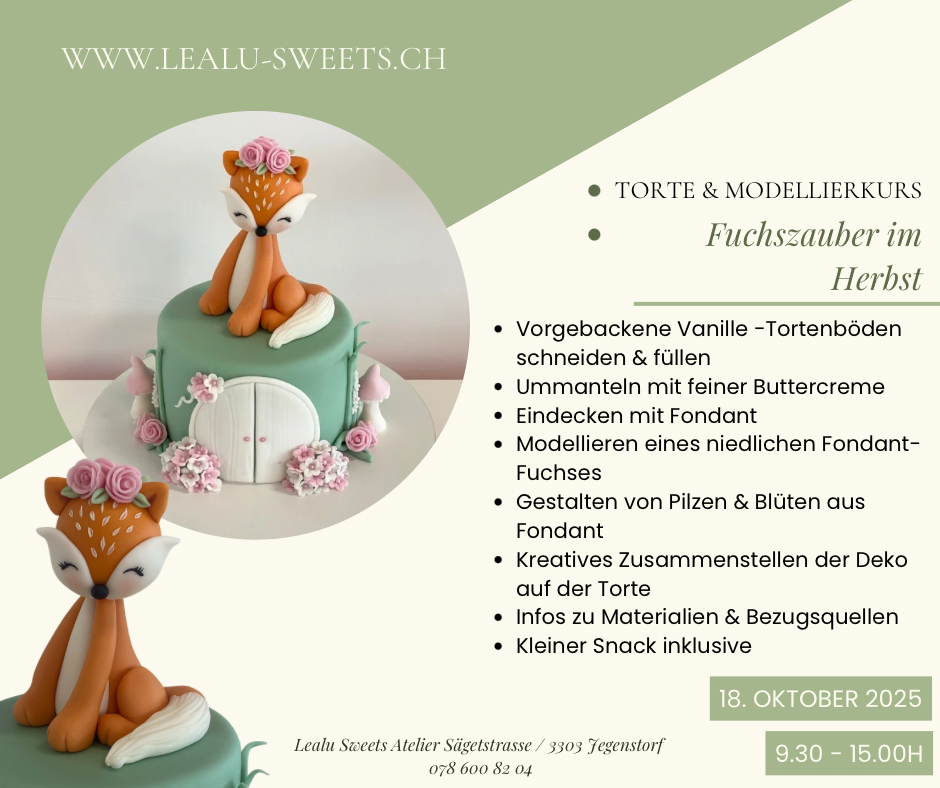 Torten Modellier Workshop "Fuchszauber im Herbst" – Samstag, 18.10.2025 09:30-15:00