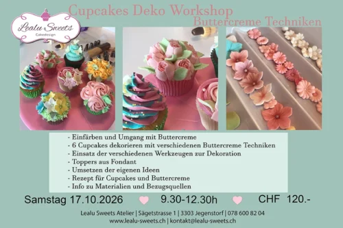 Cupcakes Deko Workshop „Buttercreme Techniken“ – Samstag, 17.10.2026