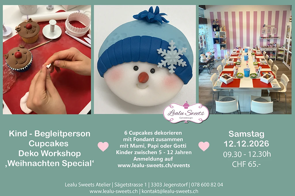 Kind + Begleitperson Cupcakes Deko Workshop "Weihnachten Special" - Samstag, 12.12.2026