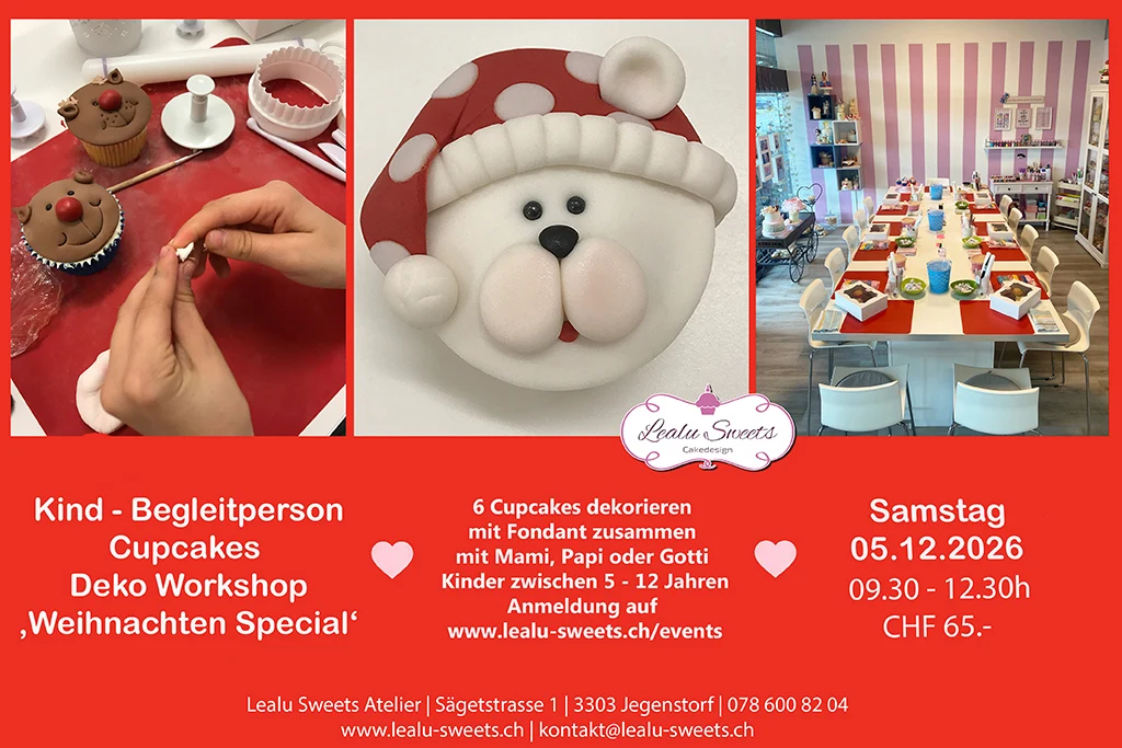 Kind + Begleitperson Cupcakes Deko Workshop "Weihnachten Special" - Samstag, 05.12.2026 09:30-12:30