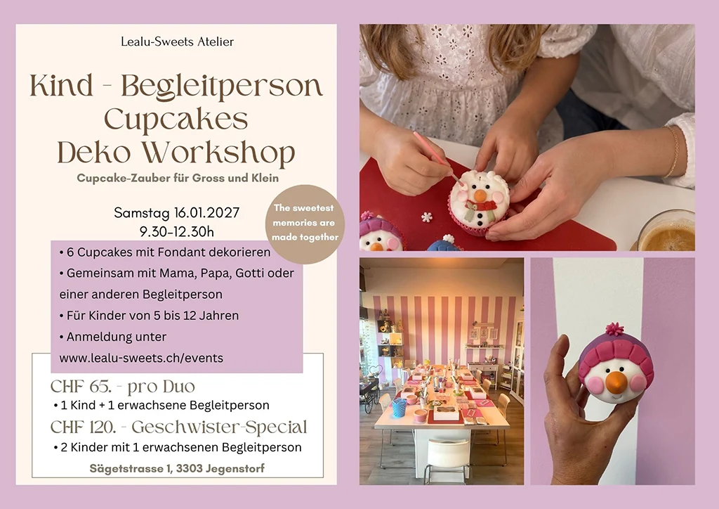 Kind + Begleitperson Cupcakes Deko Workshop - Samstag, 16.01.2027 09:30-12:30
